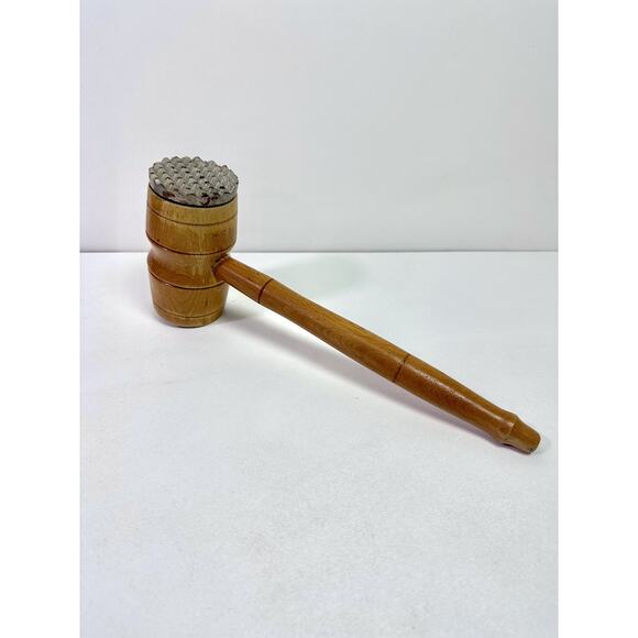 Vintage Wooden Kitchen Mallet Meat Tenderizer 12" long - Picture 1 of 11